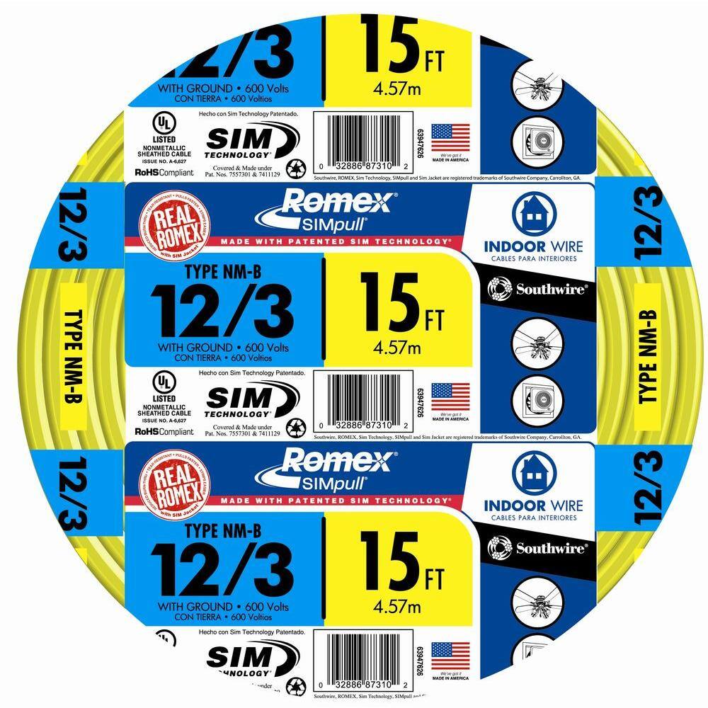 Southwire 15 ft. 123 Solid Romex SIMpull CU NM-B WG Wire 63947626