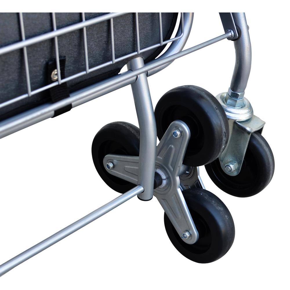 MW 3-Wheel Steel Easy Climb Shopping Cart Design with Accessory Basket in Silver SC36