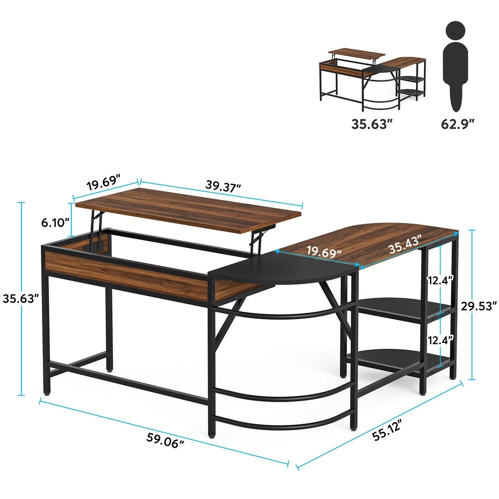 Height Adjustable L Shaped Desk 59\