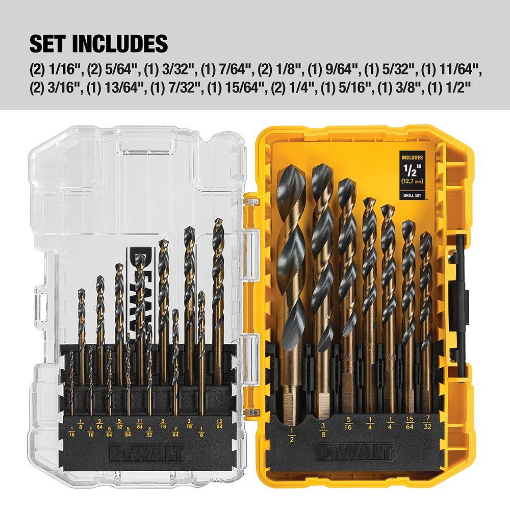 DW Black and Gold Twist Drill Bit Set (21-Piece) DWA1181