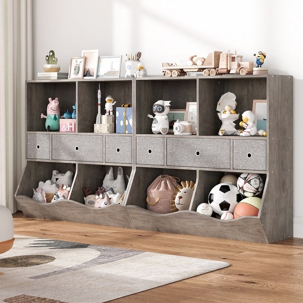 Kids Bookshelf and Bookcase Toy Storage Multi Shelf with Cubby Organizer Cabinet and Drawers