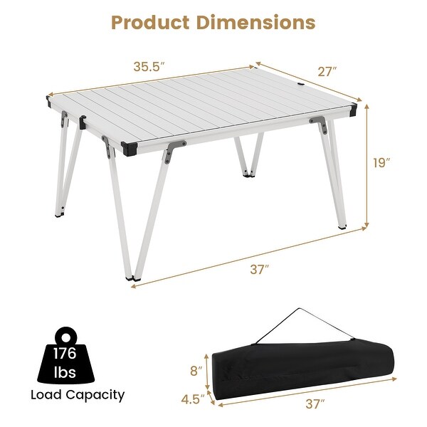 Gymax Folding Camping Table w/ Storage Bag and Waterproof Desktop