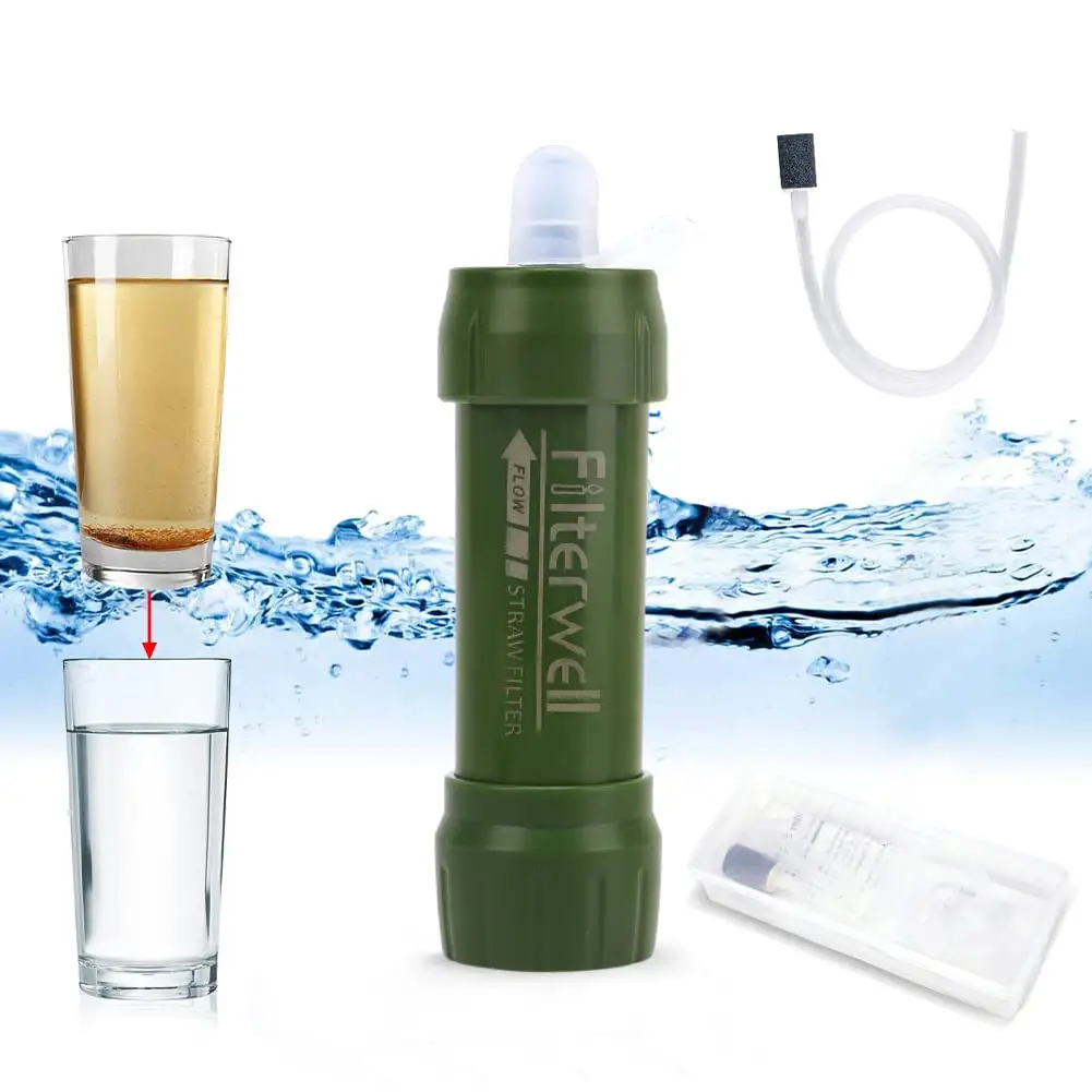 Portable Outdoor Water Filter Straw Survival Emergency Water Purifier with 60 cm Activated Carbon for Camping  Hiking Travel