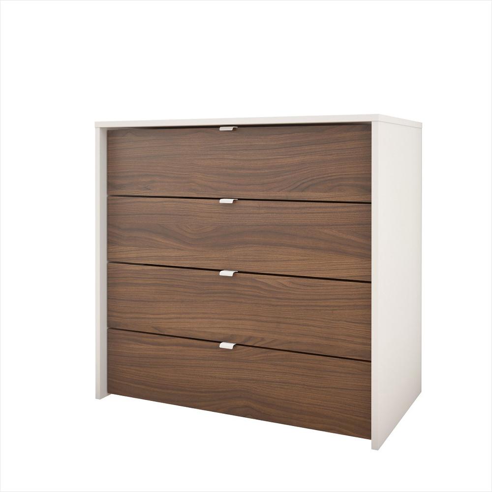 Nexera Modern 4 Drawer Chest in White & Walnut