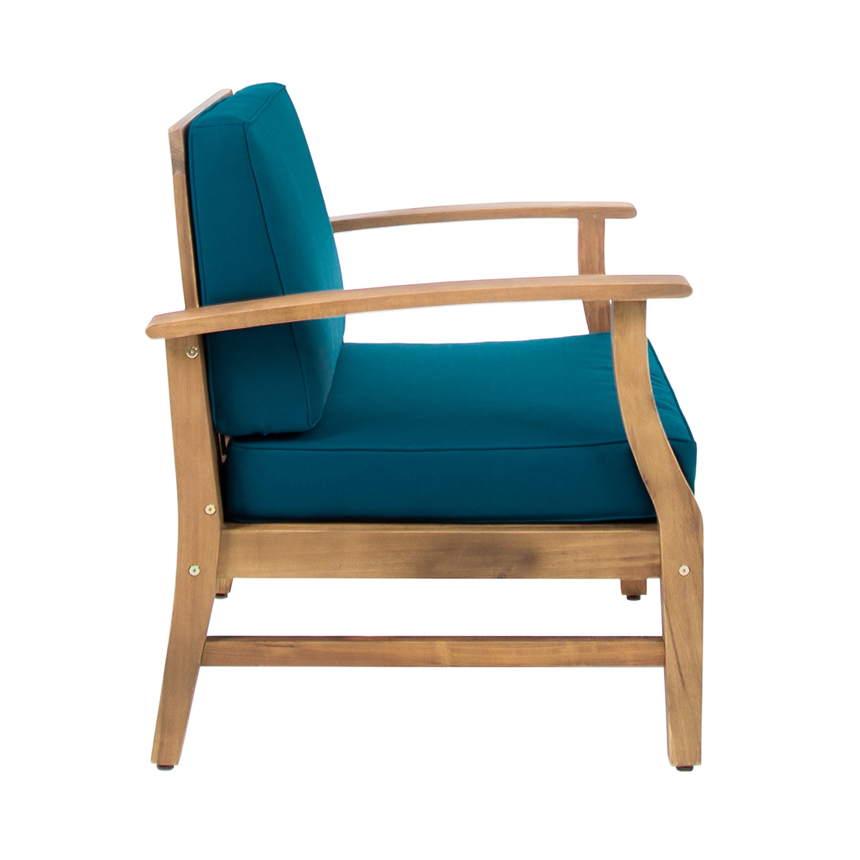 Pearl Outdoor Teak Finished Acacia Wood Club Chairs with Water Resistant Cushion