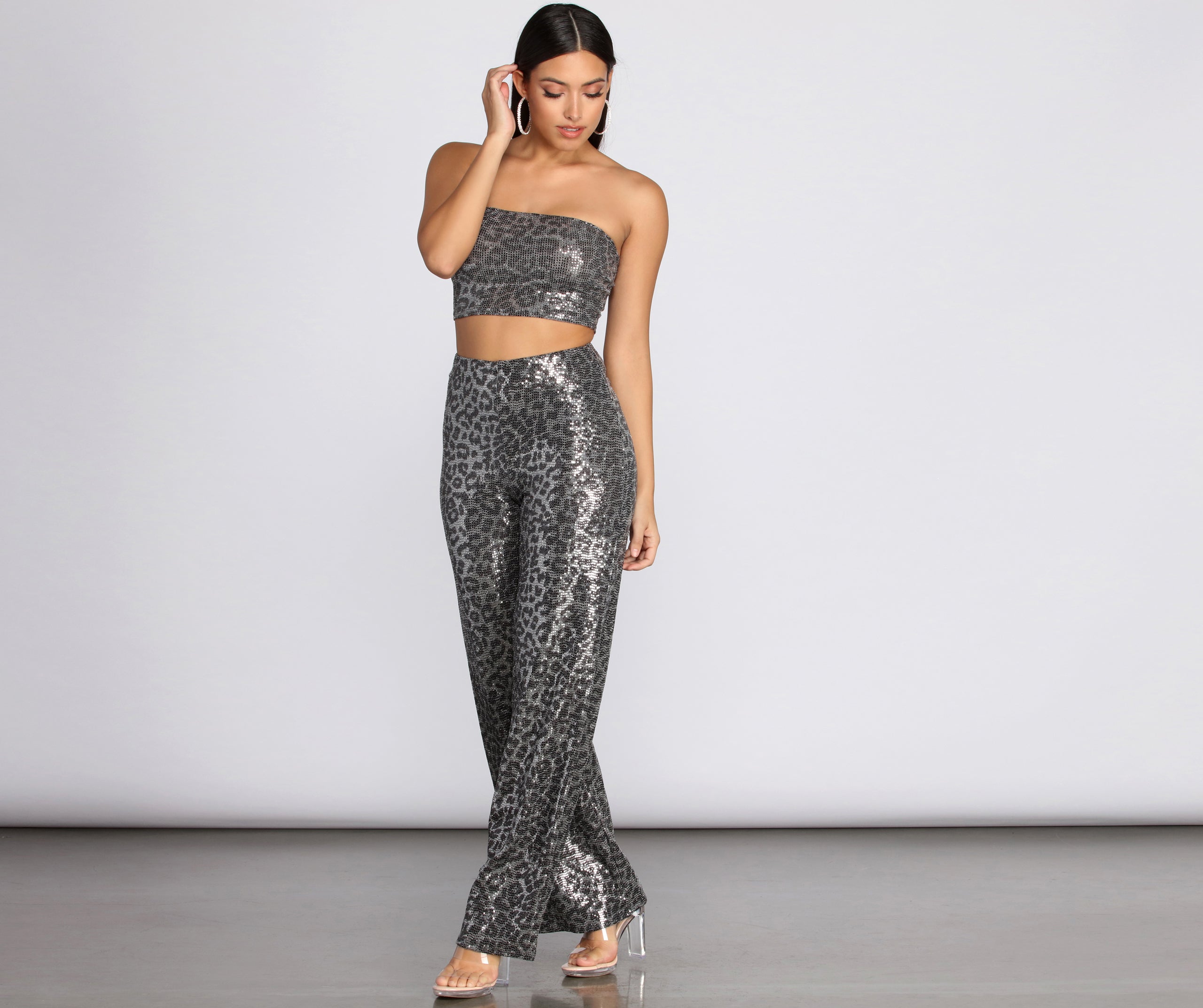 Leopard Sequin Tube Top