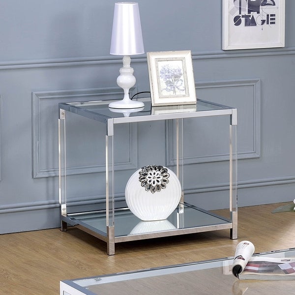 Furniture of America Fald Contemporary Chrome 24-inch 1-shelf Side Table