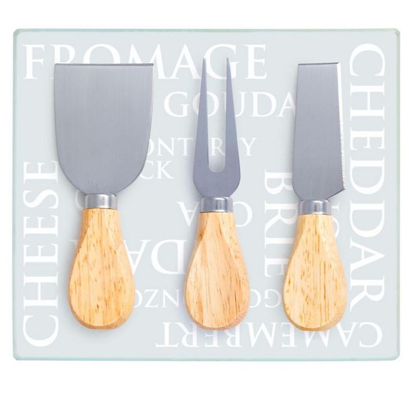 4 Piece Glass Charcuterie and Cheese Board Set