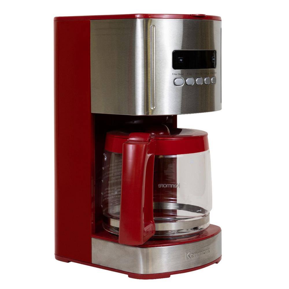 KENMORE Kenmore Aroma Control 12-Cup Programmable Coffee Maker Red and Stainless Steel Reusable Filter KKCM12Red