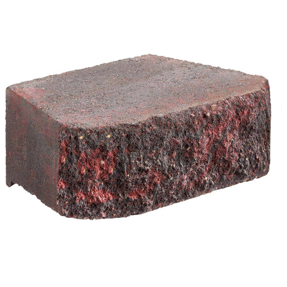 Oldcastle 4 in. x 11-58 in. RedCharcoal Windsor Stone Concrete Retaining Wall Block (126-Piece Pallet) 16204465