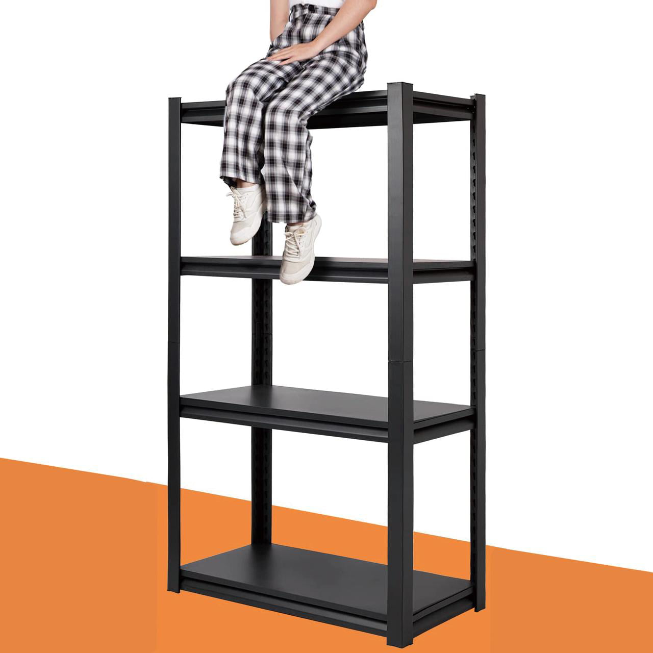 Raybee Garage Shelves Heavy Duty Storage Shelves Metal Shelving Unit with 1600 lbs Capacity Adjustable 4 Tier Garage Organization Shelf Industrial Shelving, 27.5