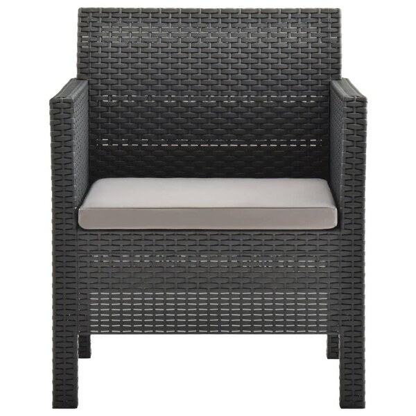 2 Piece Patio Lounge Set with Cushion PP Rattan Anthracite