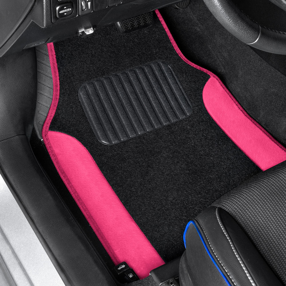 Universal Fit Faux Wool Design Car Seat Covers and Floor Mats and Steering Wheel Cover Combo for Coupe Sedans SUVs Trucks， Front and Rear with Heelpad and Anti-Slip Nibs