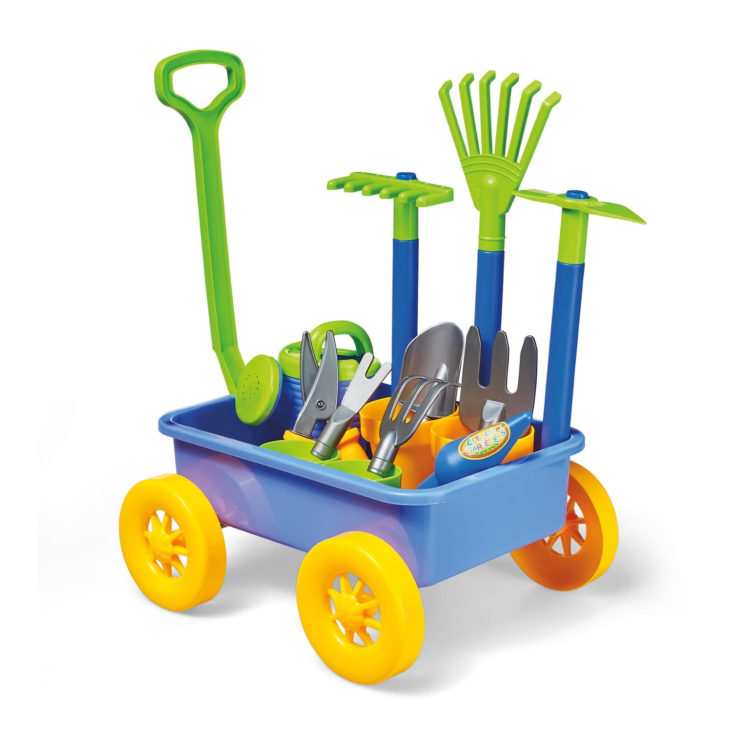 Kidoozie My First Gardening Set， Kids Gardening Tools， 15 piece set， Includes Wagon， Watering Can， Pots， and More， For Kids Ages 2 Years and Up