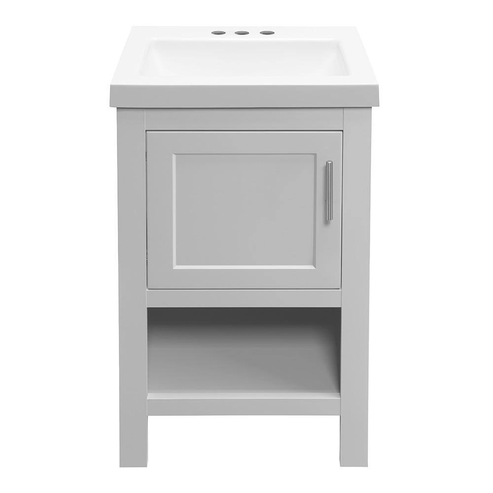 Glacier Bay Spa 18.5 in. W x 16.2 in. D x 33.8 in. H Freestanding Bath Vanity in Dove Gray with White Cultured Marble Top PPSPADVR18