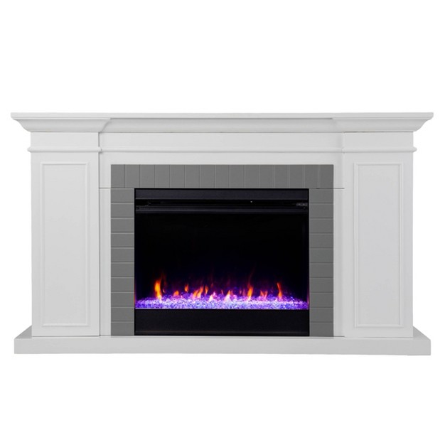 Leycarn Bookcase Fireplace White gray Aiden Lane