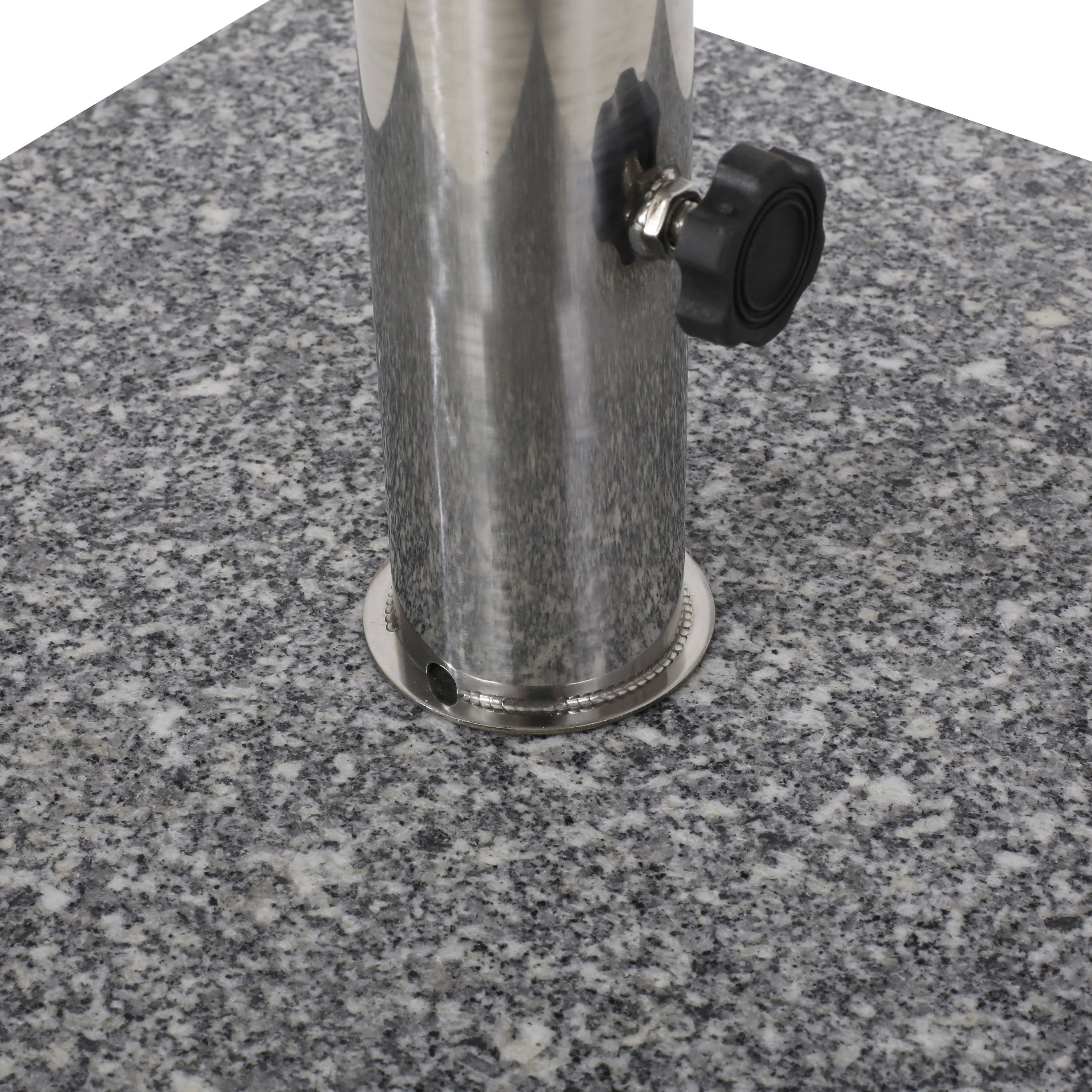 Martino Outdoor Natural Grey Granite and Stainless Steel Umbrella Base