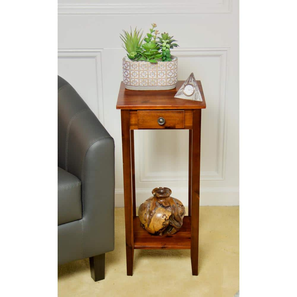 Solid Acacia Wood 27 in. Mahogany Plant Table VTTFT0004DM