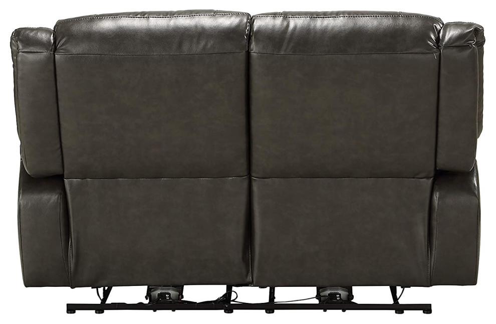 Contemporary Reclining Loveseat  Tufted Faux Leather Seat With USB Ports  Gray   Contemporary   Loveseats   by Decor Love  Houzz