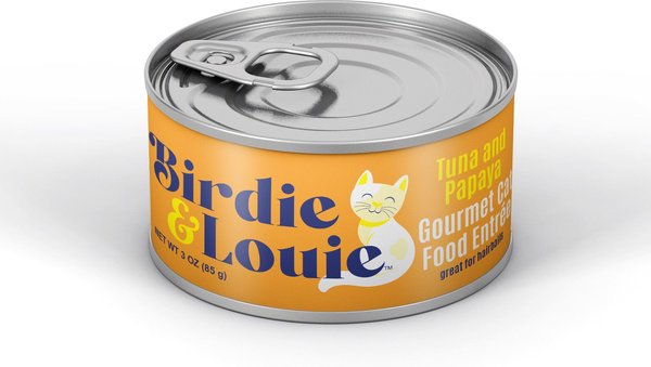 Birdie and Louie Tuna and Papaya Flavored Chunks in Gravy Canned Cat Food， 3-oz， case of 12