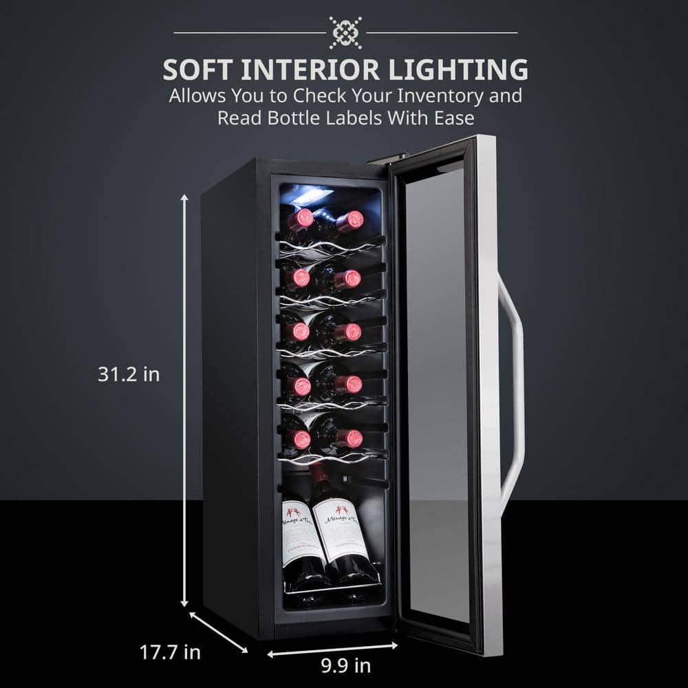 Ivation Single Zone 12Bottle Freestanding Wine Cooler