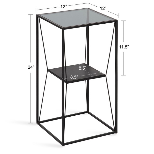 Kate And Laurel Knight Square Metal Tea Table 12x12x24 Black