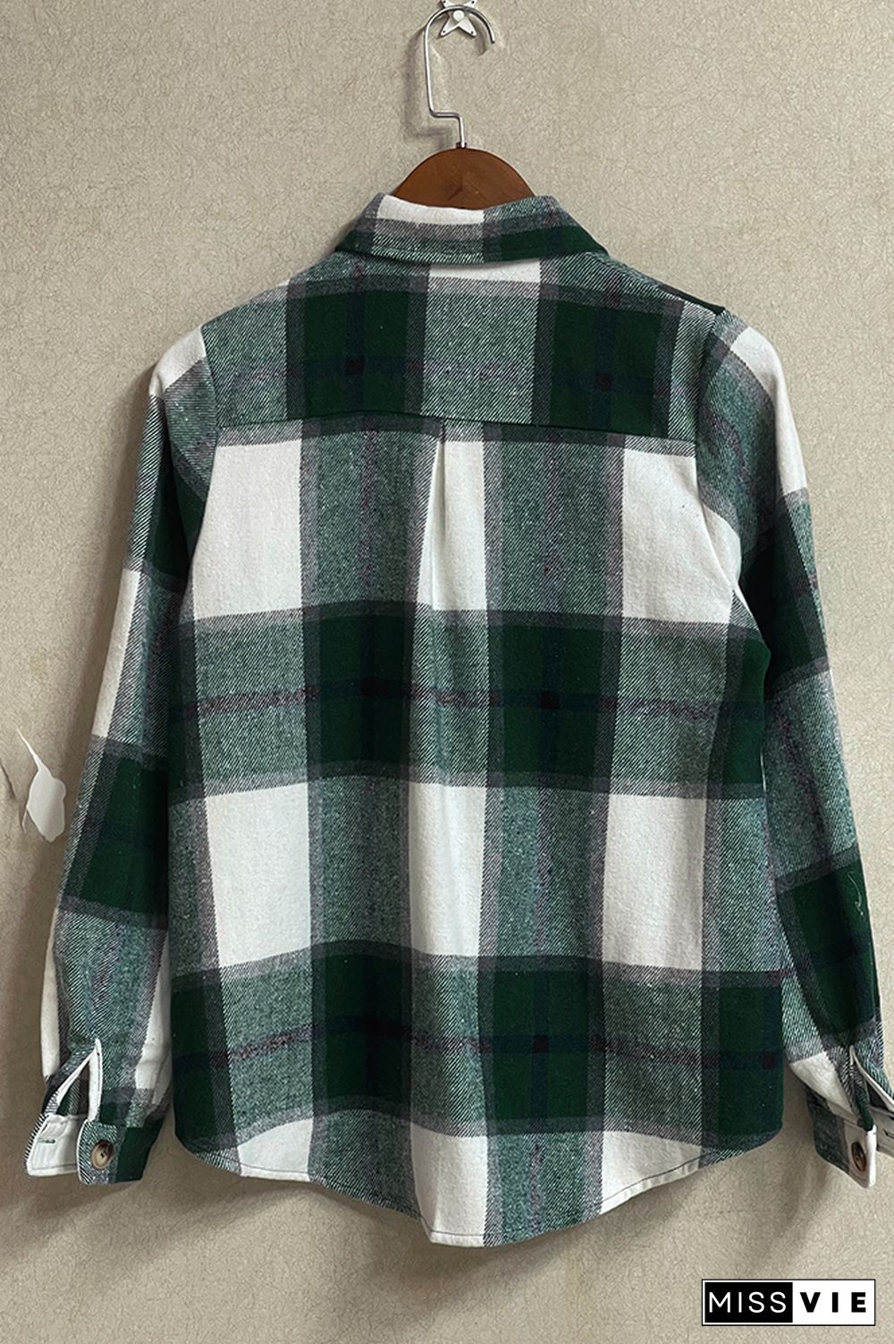 Plaid Button Down Pocketed Shacket Jacket Coats Women Wholesale