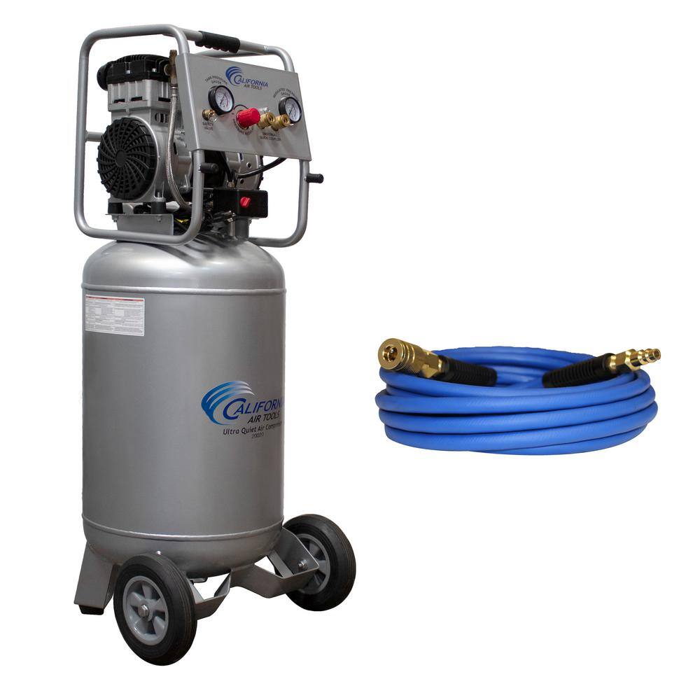 California Air Tools UltraQuiet OilFree 20 Gal. 2 HP 125 PSI Electric Steel Air Compressor with 25 ft. Air Hose wIndustrial Quick Connectors CAT-20020H