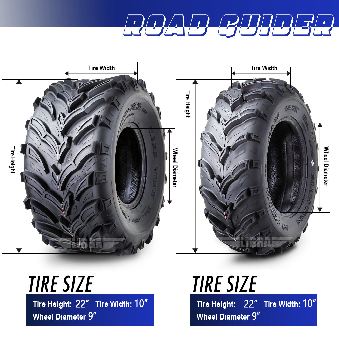 Set of 4 New ATV/UTV Tires 22x7-11 Front and 22x10-9 Rear /6PR -10333/10334