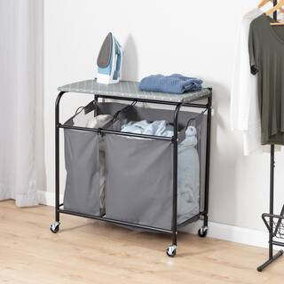 Honey-Can-Do Gray Steel Uneven Clothes Sorter with Ironing Board SRT-09451