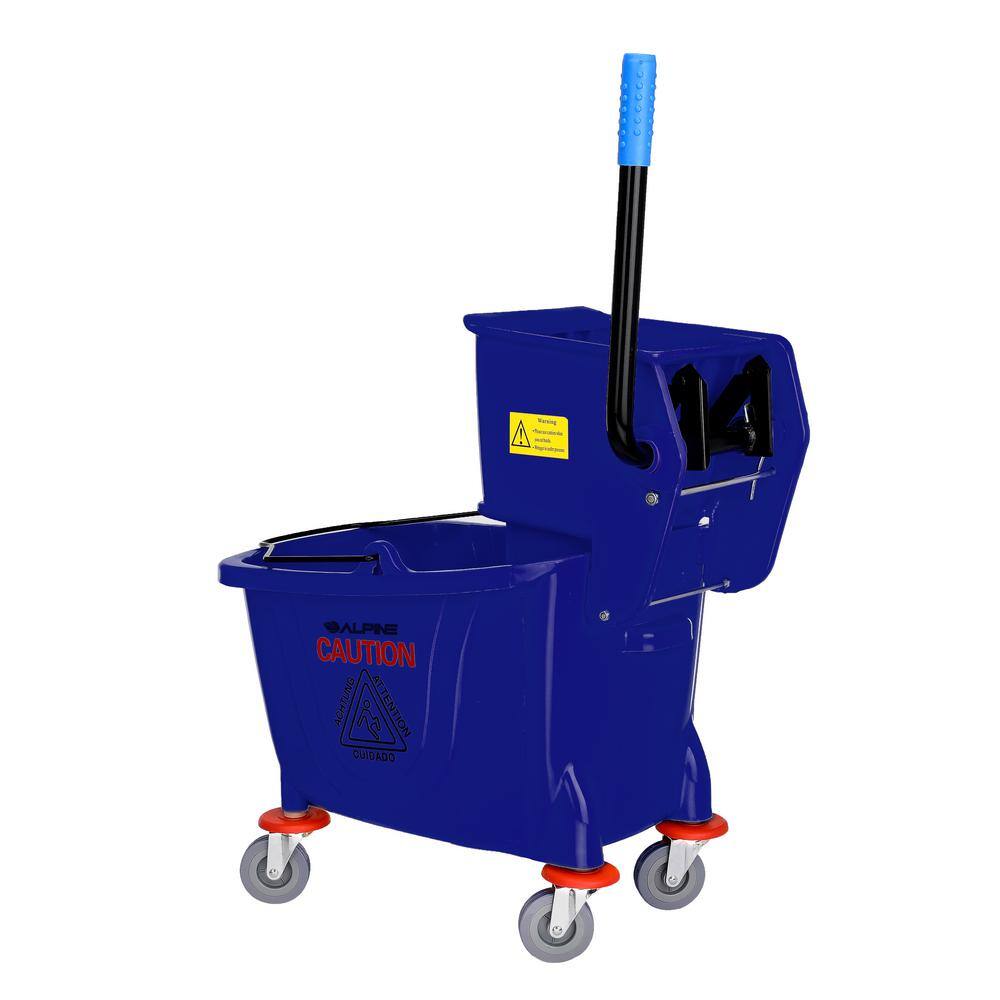 Alpine Industries 36 Qt. Mop Bucket with Side Press Wringer in Blue 462-BLU