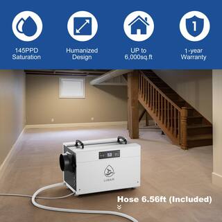 JEREMY CASS 145 pt. 6000 sq.ft. Bucketless Commercial Dehumidifier in White with Drain Hose for Crawl Space GZBARY23051101