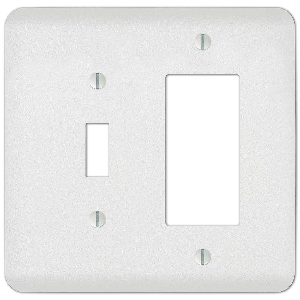 AMERELLE Perry 2 Gang 1-Toggle and 1-Rocker Steel Wall Plate - White 635TRW