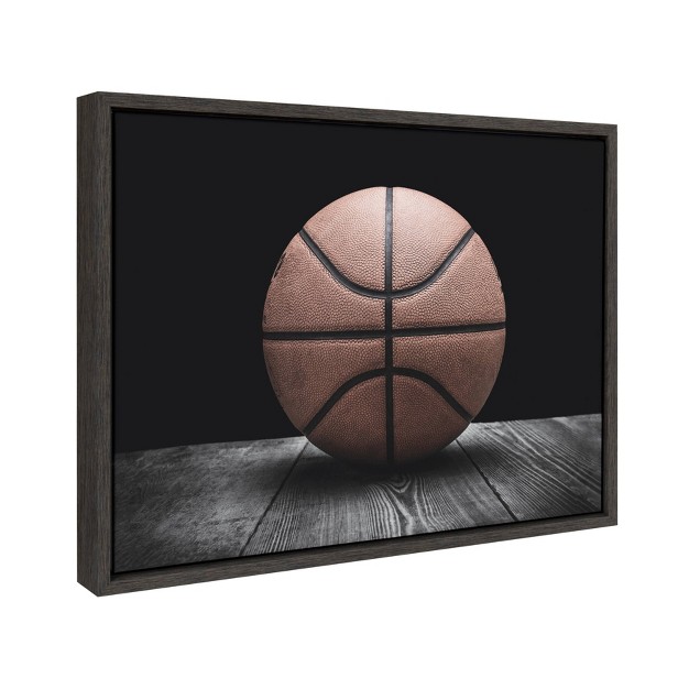 X 24 quot Sylvie Vintage Basketball Framed Canvas By Shawn St Peter Gray Designovation