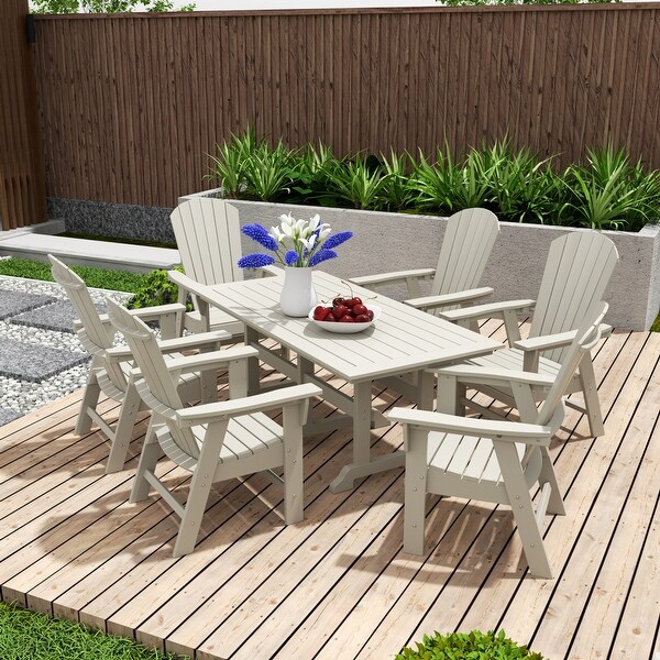 Polytrends Altura 7Piece Poly EcoFriendly All Weather Outdoor Dining Set with Armchairs