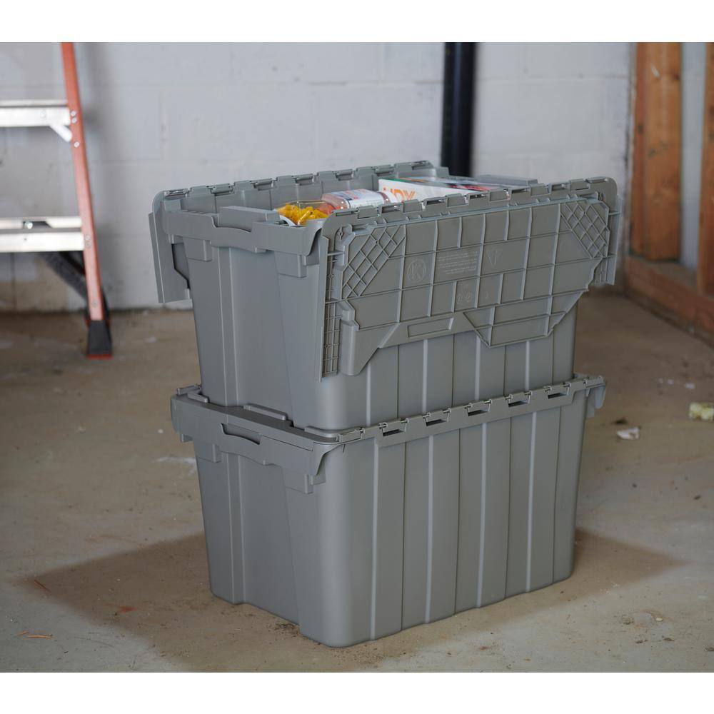 HDX 12 Gal. Commercial Flip Top Storage Tote in Gray 206202