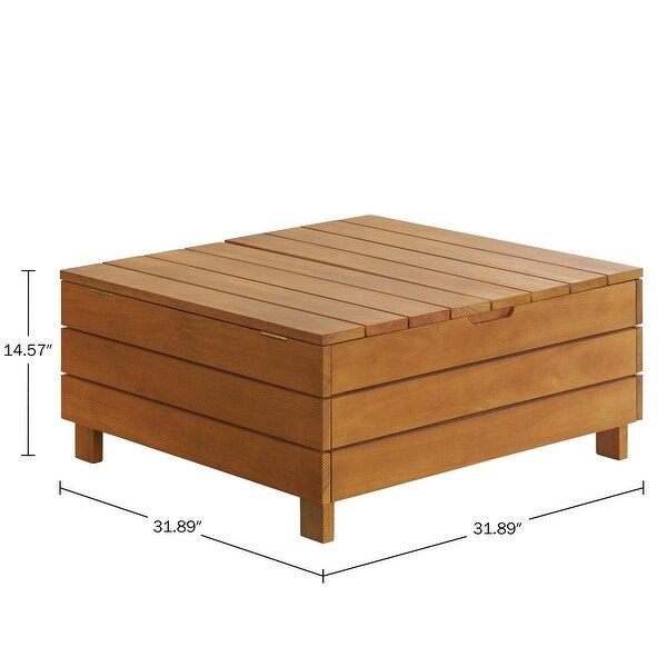 Barton Outdoor Eucalyptus Wood Coffee Table with Lift Top Storage Compartment