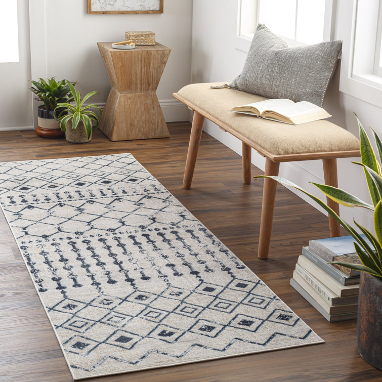 Lyles Machine Washable Moroccan Ink Blue/Gray Area Rug