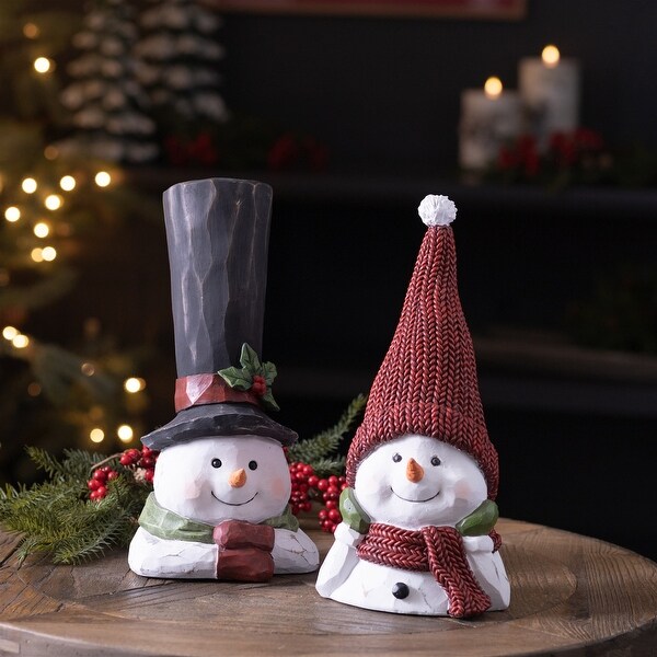 Tall Hat Snowman Shelf Sitter (Set of 2)