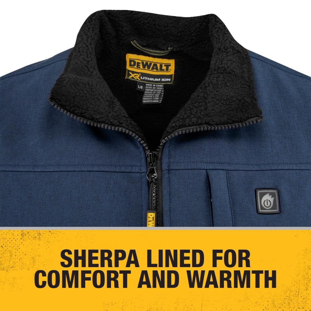 DEWALT Mens Heated Kit Soft Shell Vest with Sherpa Lining Navy Small DCHV089D1-S from DEWALT