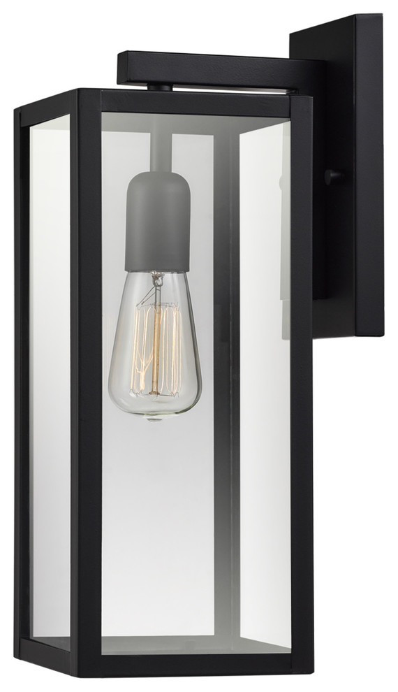 Bowery 1 Light Matte Black Indoor/Outdoor Wall Sconce With Clear Glass Shade   Traditional   Outdoor Wall Lights And Sconces   by Buildcom  Houzz