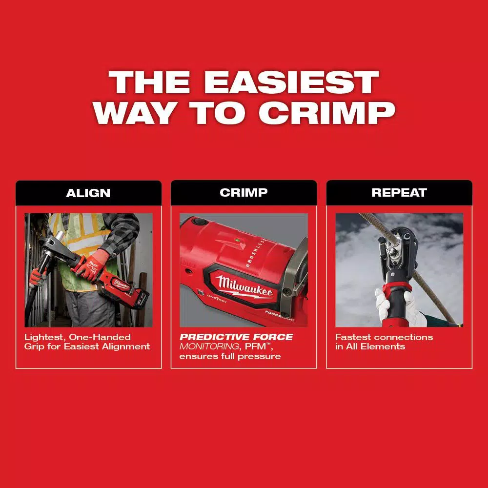 Milwaukee M18 18-Volt 15-Ton Lithium-Ion Cordless FORCE LOGIC Utility Crimper (Tool-Only) and#8211; XDC Depot