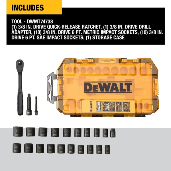 DEWALT 23-Piece 3/8 Drive Impact Socket Set