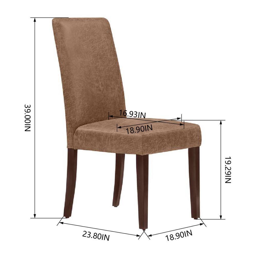 StyleWell Groston Camel Brown Upholstered Parsons Dining Chairs with Chocolate Wood Legs (Set of 2) 65-4