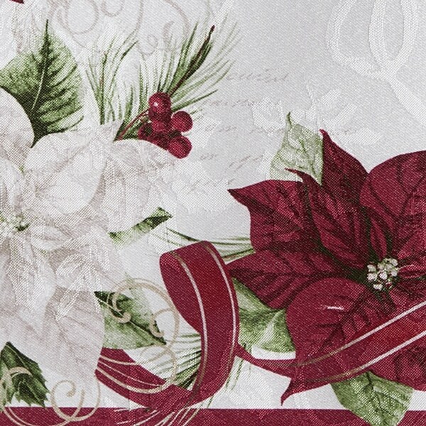 Clarette Poinsettia Holiday Fabric Placemats，Set of 4