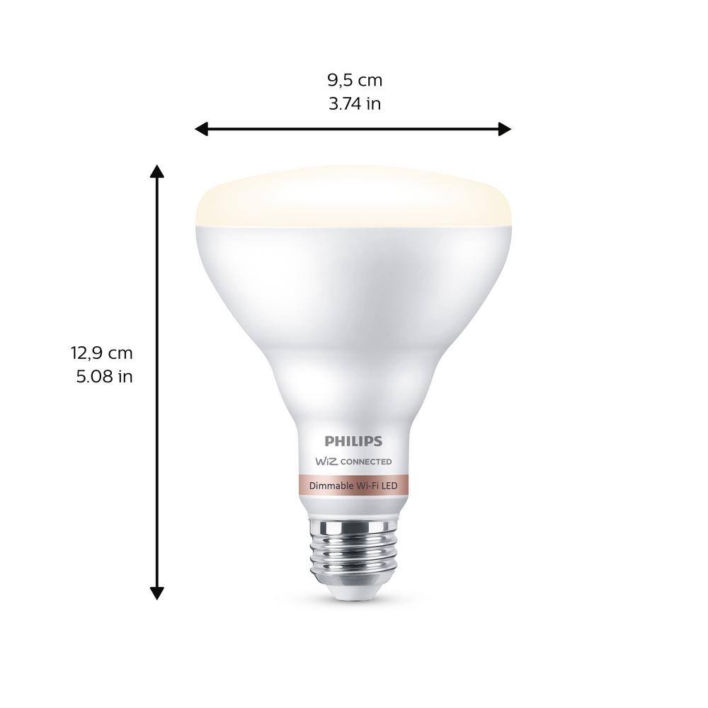 Philips 65-Watt Equivalent BR30 LED Smart Wi-Fi Daylight (5000K) Light Bulb Powered by WiZ with Bluetooth (1-Pack) 562637