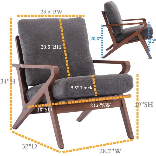 Upholstered Accent Lounge Leisure Chair with Solid Wood Frame