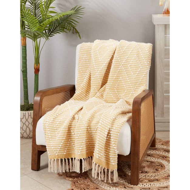 Diamond Woven Throw Blanket With Tassel Saro Lifestyle