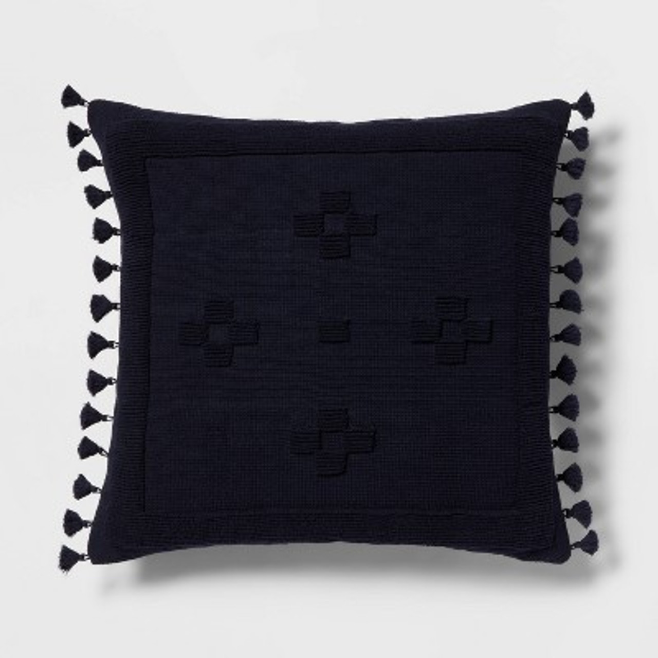 Euro Tufted Tassel Decorative Throw Pillow Navy - Threshold