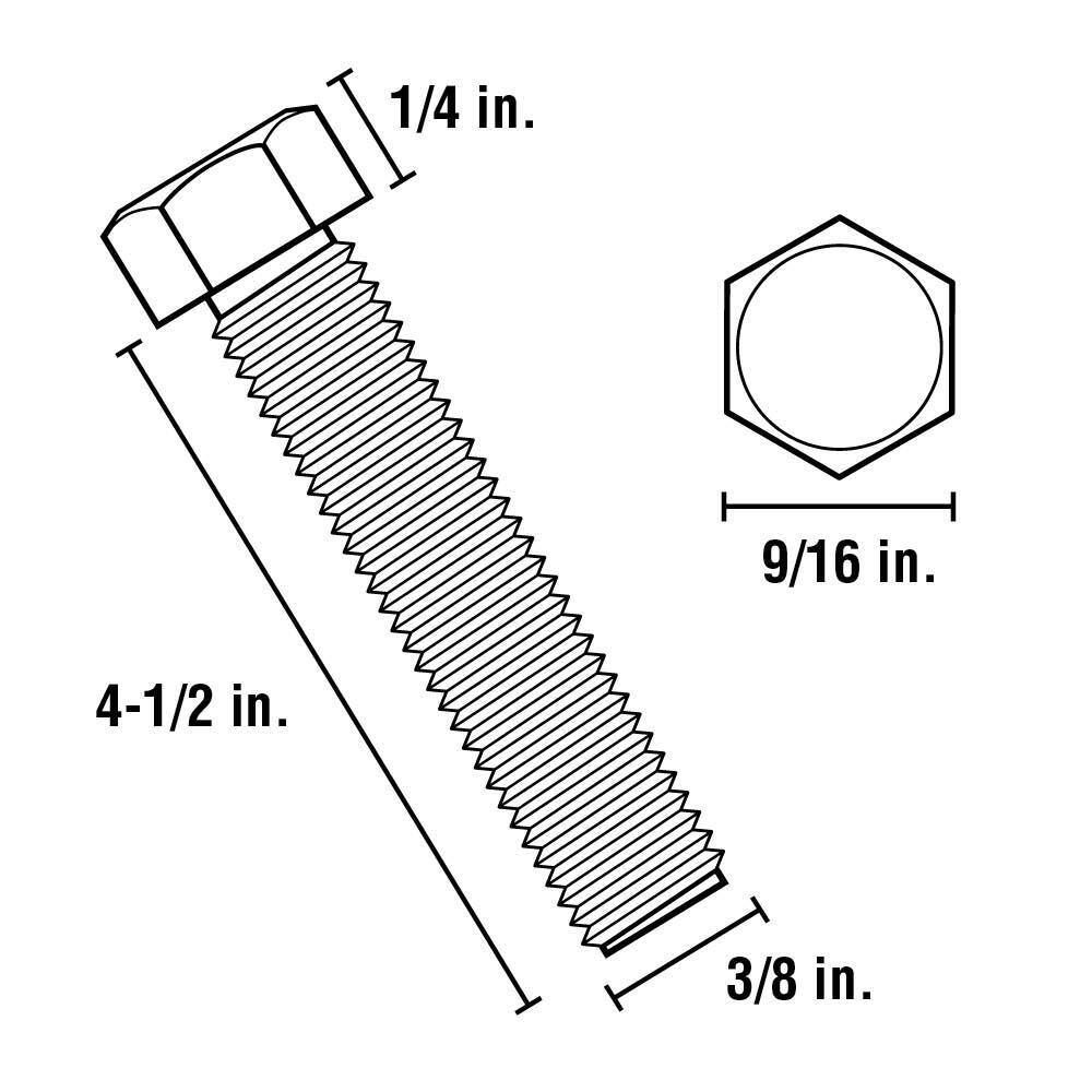 Crown Bolt 38 in. x 4-12 in. Zinc Hex Bolt (25-Pack) 83150